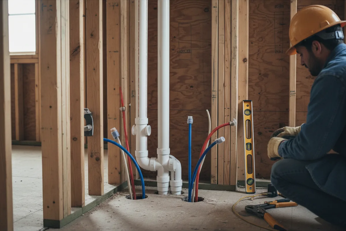 Drain and supply rough-in during Sump Pump Repair in Hixson